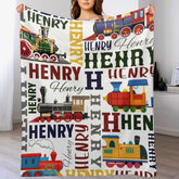 Personalized Train Themed Name Baby blanket